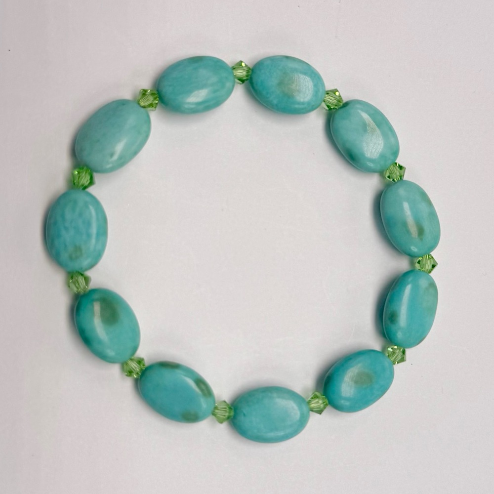 Turquoise and Green Beaded Bracelet